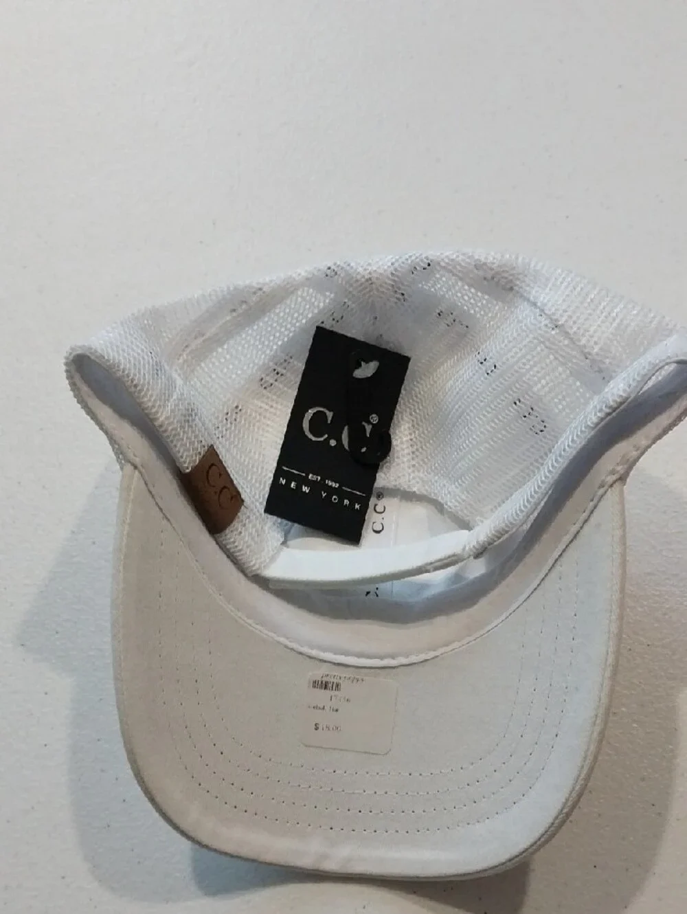 C.C White Cotton Cap with Mixed Stone Heart Design NWT